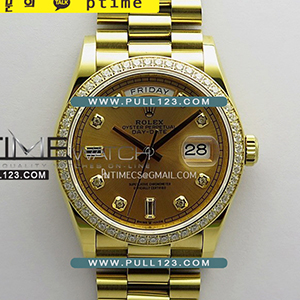 [2836 MOVE] Rolex DayDate 36mm 128348 904L YG Gain Weight KF 1:1 Best Edition - 로렉스 데이데이트 베스트에디션 무게추가버전